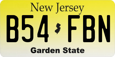 NJ license plate B54FBN