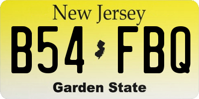 NJ license plate B54FBQ
