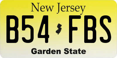 NJ license plate B54FBS