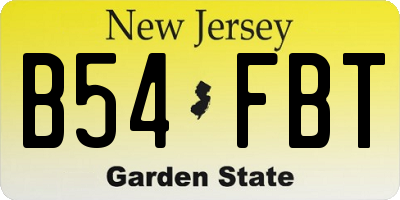 NJ license plate B54FBT