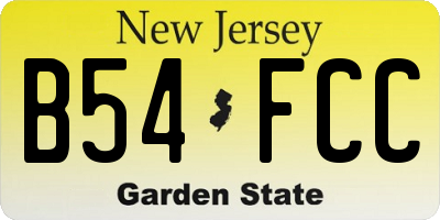 NJ license plate B54FCC