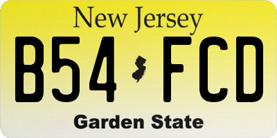NJ license plate B54FCD