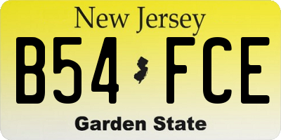 NJ license plate B54FCE