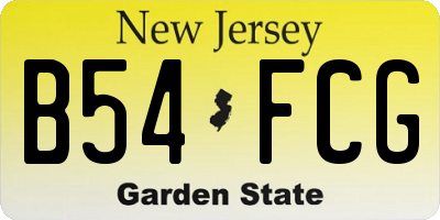 NJ license plate B54FCG