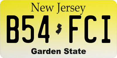 NJ license plate B54FCI