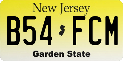 NJ license plate B54FCM
