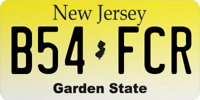 NJ license plate B54FCR
