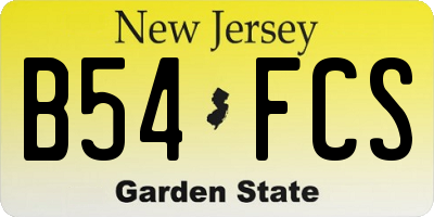 NJ license plate B54FCS