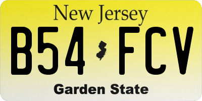 NJ license plate B54FCV