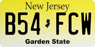 NJ license plate B54FCW