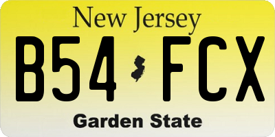 NJ license plate B54FCX