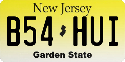 NJ license plate B54HUI