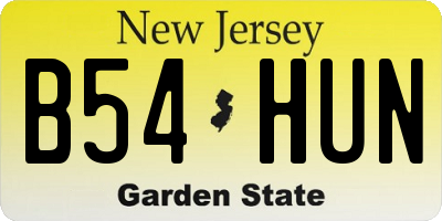 NJ license plate B54HUN
