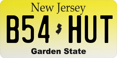 NJ license plate B54HUT