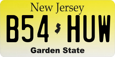 NJ license plate B54HUW