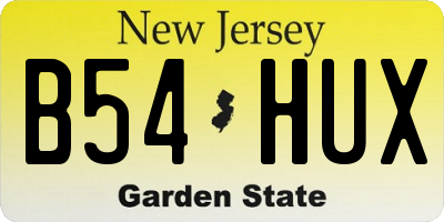 NJ license plate B54HUX