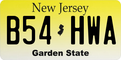 NJ license plate B54HWA