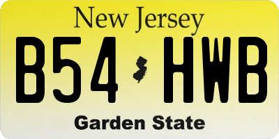 NJ license plate B54HWB