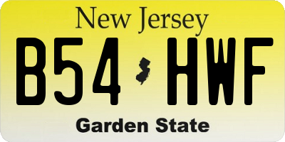 NJ license plate B54HWF