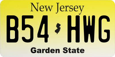 NJ license plate B54HWG