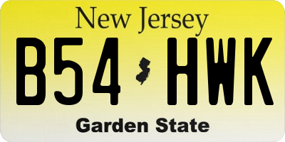 NJ license plate B54HWK