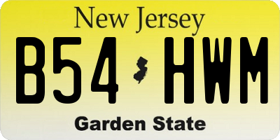 NJ license plate B54HWM