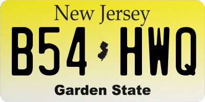 NJ license plate B54HWQ