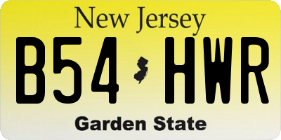 NJ license plate B54HWR
