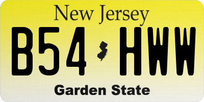 NJ license plate B54HWW
