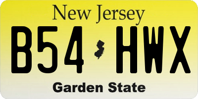 NJ license plate B54HWX