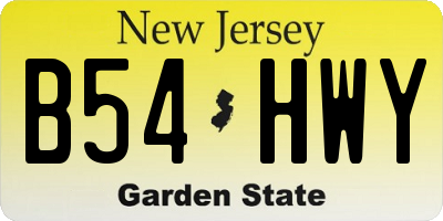 NJ license plate B54HWY