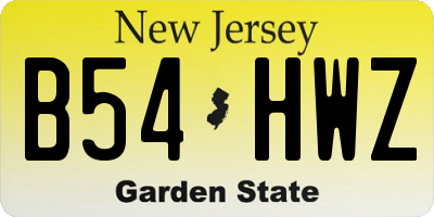 NJ license plate B54HWZ