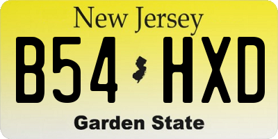 NJ license plate B54HXD