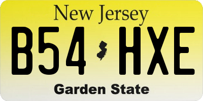 NJ license plate B54HXE