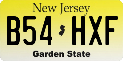 NJ license plate B54HXF
