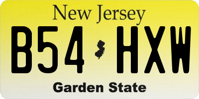 NJ license plate B54HXW