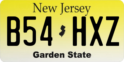 NJ license plate B54HXZ