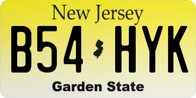 NJ license plate B54HYK