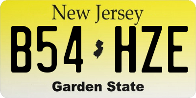 NJ license plate B54HZE