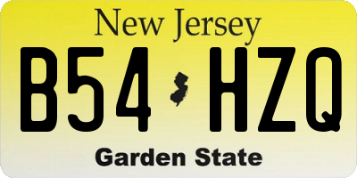 NJ license plate B54HZQ