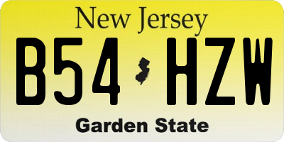 NJ license plate B54HZW