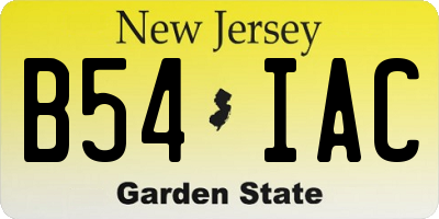 NJ license plate B54IAC
