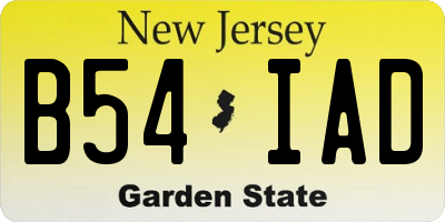 NJ license plate B54IAD