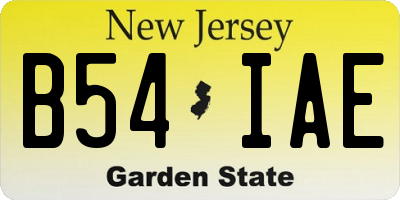 NJ license plate B54IAE