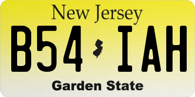 NJ license plate B54IAH