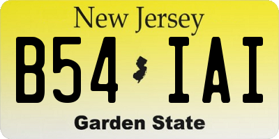 NJ license plate B54IAI