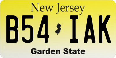 NJ license plate B54IAK