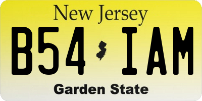 NJ license plate B54IAM