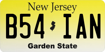 NJ license plate B54IAN