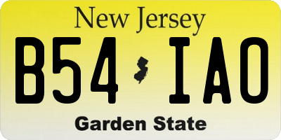 NJ license plate B54IAO